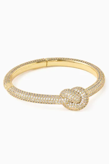 Knot Crystal Bangle in Gold-plated Brass