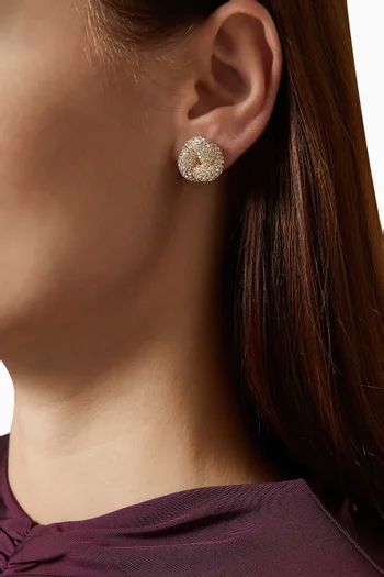 Knot Crystal Stud Earrings in Gold-plated Brass