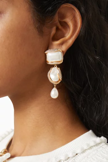 Pearl Drop Earrings in Gold-plated Brass
