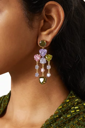 Crystal Tiered Drop Earrings in Gold-plated Brass