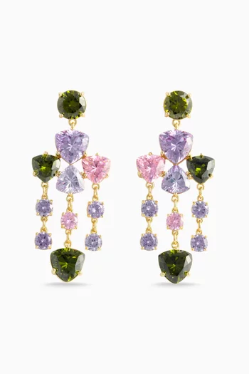 Crystal Tiered Drop Earrings in Gold-plated Brass