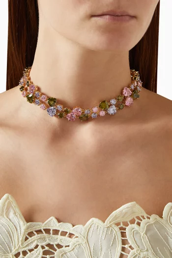 Multi Crystal Choker Necklace in Gold-plated Brass