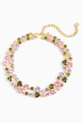Multi Crystal Choker Necklace in Gold-plated Brass