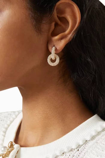 Small Crystal Hoop Earrings in Gold-plated Brass