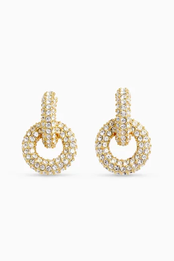 Small Crystal Hoop Earrings in Gold-plated Brass