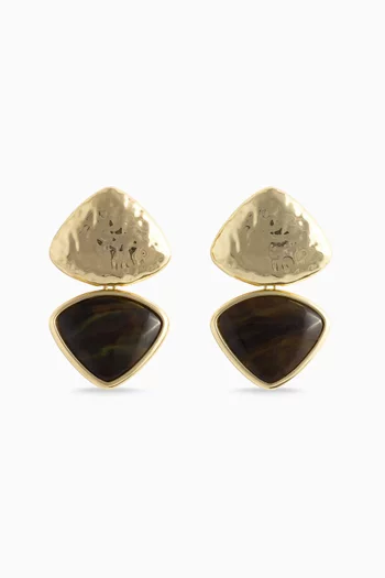 Mottled Enamel Earrings in Gold-plated Brass