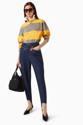 Colour-block Striped Polo T-shirt