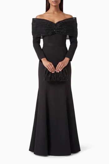 Embellished Off-shoulder Gown