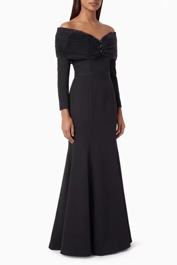 Embellished Off-shoulder Gown