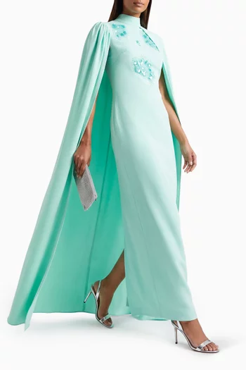 Embellished Cape Gown