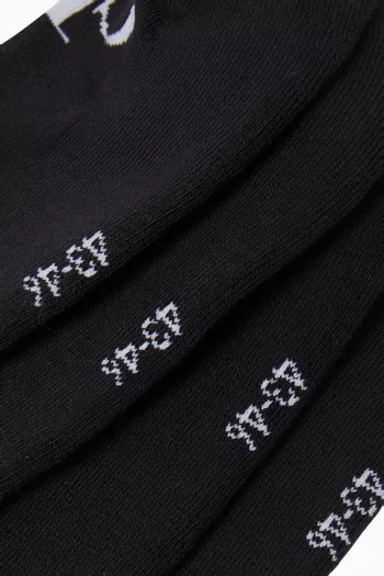 Monogram Ankle Socks in Soft Cotton Stretch , Set of 2