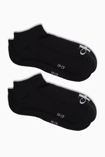 Monogram Ankle Socks in Soft Cotton Stretch , Set of 2