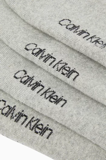 Monogram Ankle Socks in Soft Cotton Stretch , Set of 2