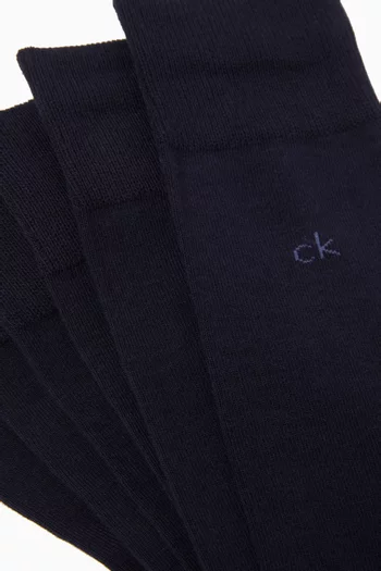 Crew Socks in Soft Cotton Stretch, Set of 3