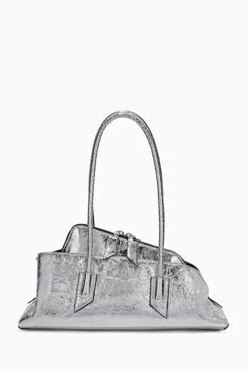 Small La Passeggiata Top-handle Bag in Crackled Laminated Leather