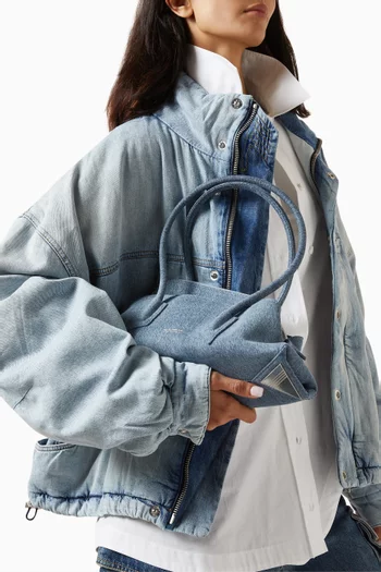 Small La Passeggiata Top-handle Bag in Washed Denim