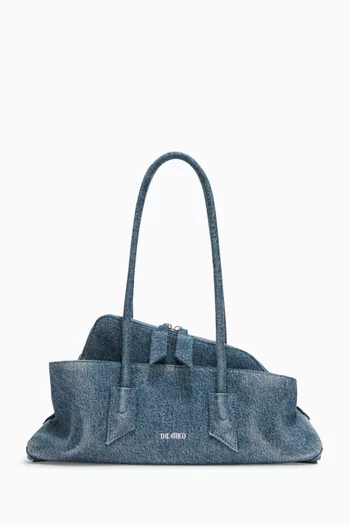 Small La Passeggiata Top-handle Bag in Washed Denim