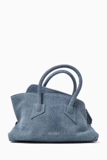 Mini La Passeggiata Top-handle Bag in Washed Denim