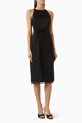 فستان متوسط الطول بسارونغ بعقدة
