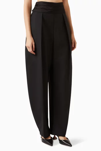 Puck Cummerbund Balloon Pants in Wool & Mohair