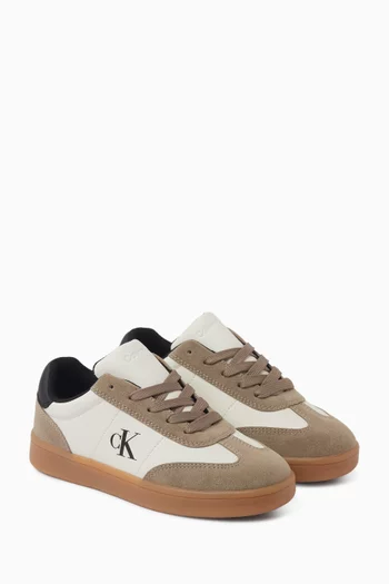Lace-up Sneakers in Leather & Suede