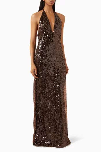 Laurel Sequin Halter Dres