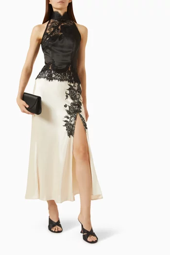 Elva Midi Skirt in Satin