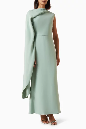 Leonara Asymmetric Cape Maxi Dress