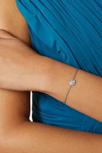 Sculpted Cable Center Station Diamond Chain Bracelet in Sterling Silver