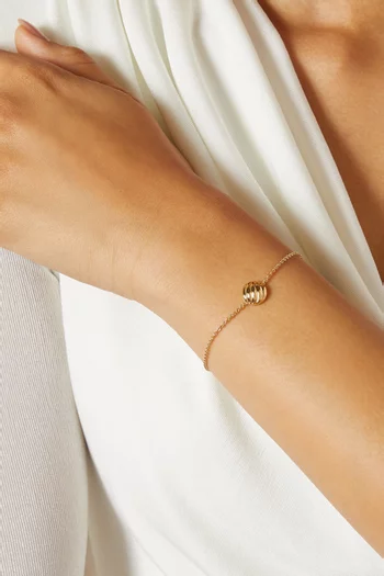Sculpted Cable Center Station Chain Bracelet in 18kt Yellow Gold