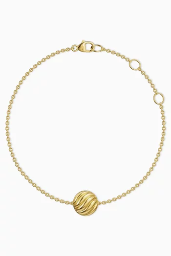 Sculpted Cable Center Station Chain Bracelet in 18kt Yellow Gold