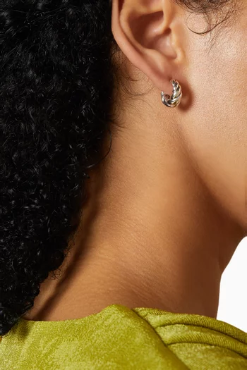 Sculpted Cable Tapered Hoop Earrings in Sterling Silver