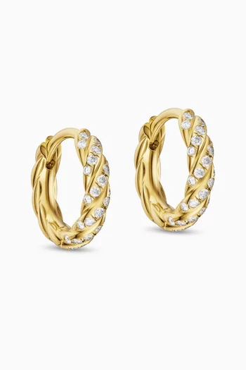 Petite Pavé Diamond Hoop Earrings in 18kt Yellow Gold