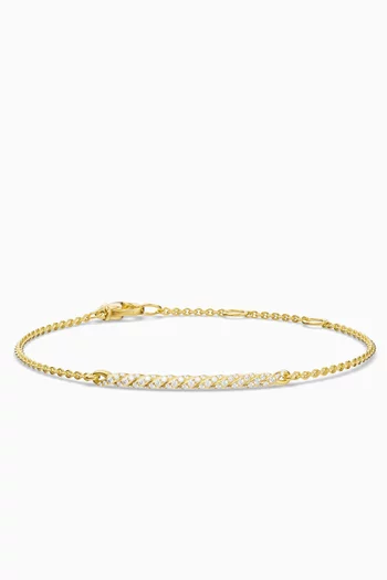 Sculpted Cable Bar Diamond Chain Bracelet in 18kt Gold
