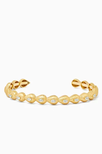 Diamond Bangle in Brushed 18kt Yellow Gold