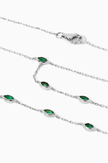 Emerald Hand Chain Bracelet in 18kt White Gold