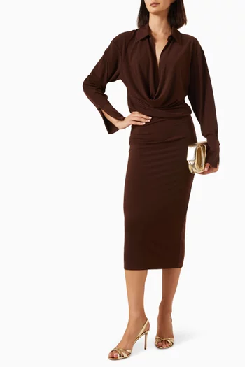 Lilia Draped Midi Dress