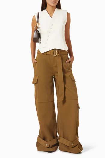 Natalie Belted Wide-leg Cargo Pants