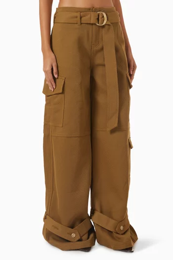 Natalie Belted Wide-leg Cargo Pants