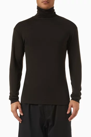 Turtleneck Top in Wool Silk Jersey