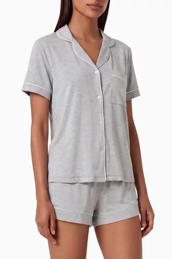 Button-up Pyjama Shirt & Shorts Set