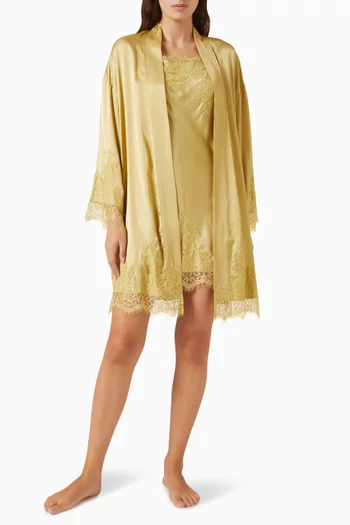 Gabi Lace-trim Dress in Viscose Satin