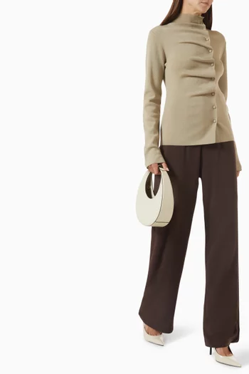 Pleated High-neck Top in Wool