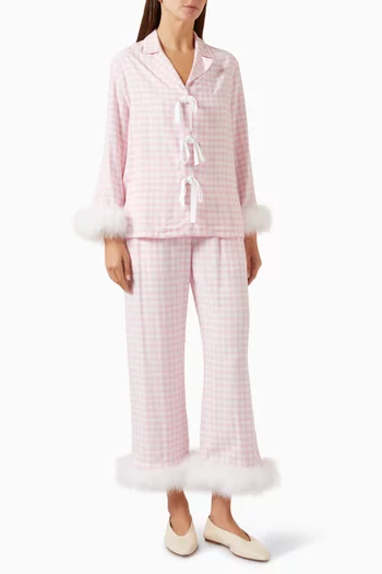 The Bow Feather Pyjama Set in Viscose
