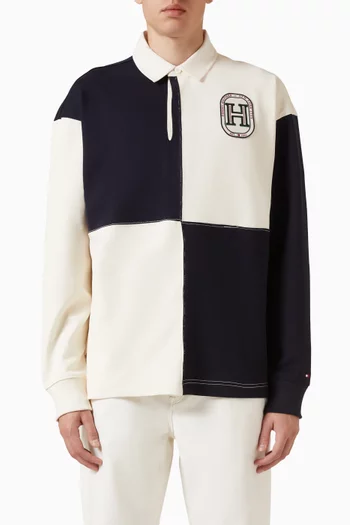 Varsity Colour-Blocked Rugby Shirt in Cotton