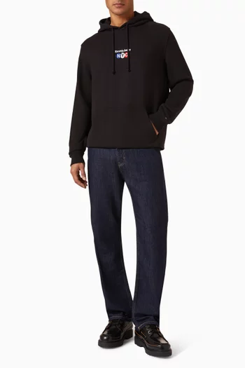 NYC Logo Embroidered Hoodie in Cotton