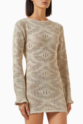 Delilah Hand Crochet Mini Dress in Cotton