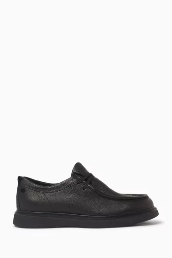 Lace-Up Moc Toe Loafers in Leather