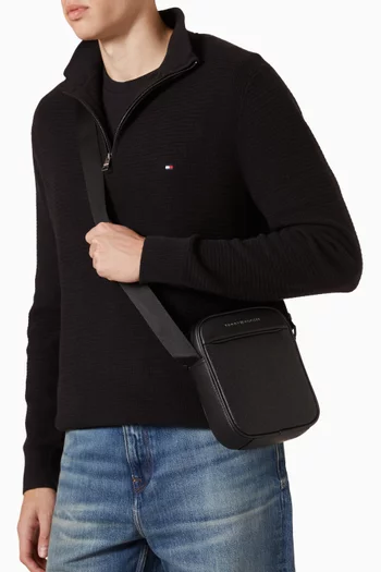 Modern Textured Flag Crossbody Reporter Bag