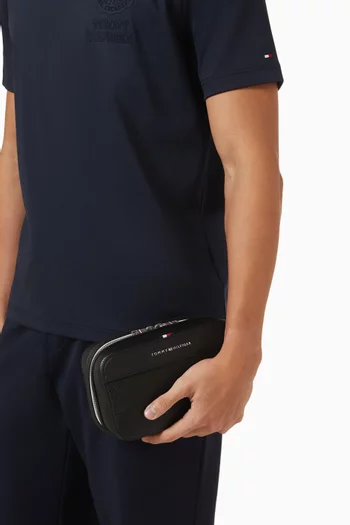 Metal Logo Pebble Grain Washbag